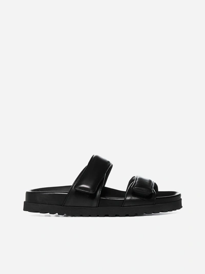 Gia Couture Double Velcro Strap Sandals In Black