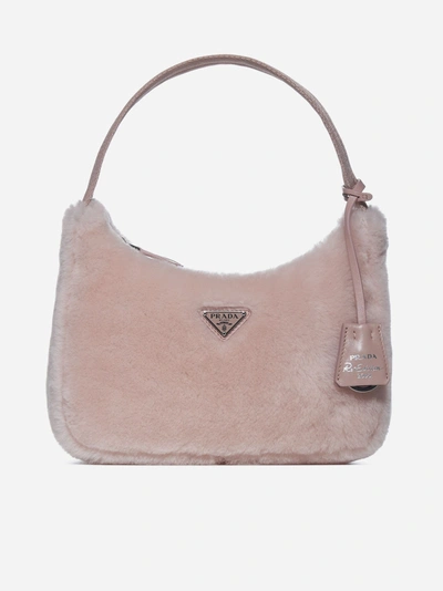 Prada Pink Shearling Re-edition 2000 Handbag