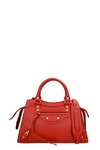 Balenciaga Neo Classic Hand Bag In Red Leather In Red/gold