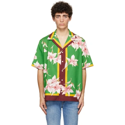 Valentino Green Flower Bowling Short Sleeve Shirt