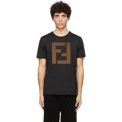 Fendi Ff刺绣全棉t恤 - 黑色 In F0qa1 Black