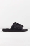 Suicoke Leta-ab Suede And Nylon Slides In Black