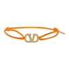 Valentino Garavani Crystal V Logo Slim Adjustable Bracelet In Orange,gold