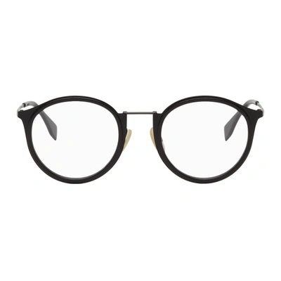 Fendi Grey Acetate Round Glasses In 0kb7 Grey