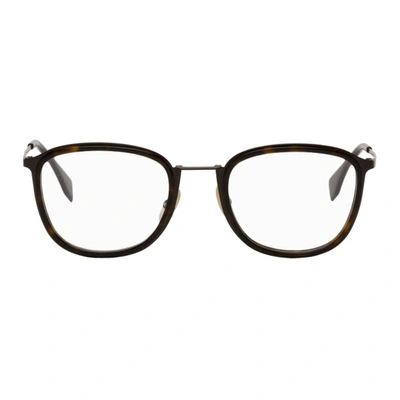 Fendi Brown & Tortoiseshell Rectangular Glasses In 0086 Dkhavana