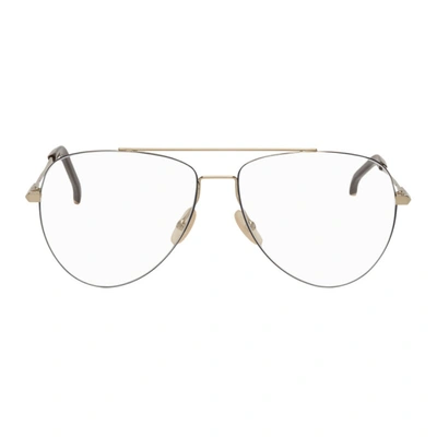 Fendi Silver & Gold Aviator Glasses In 0j5g Gold