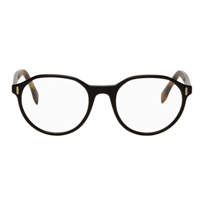 Fendi Black & Tortoiseshell Round Glasses In 0807 Black