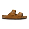 BIRKENSTOCK TAN REGULAR SUEDE SOFT FOOTBED ARIZONA SANDALS