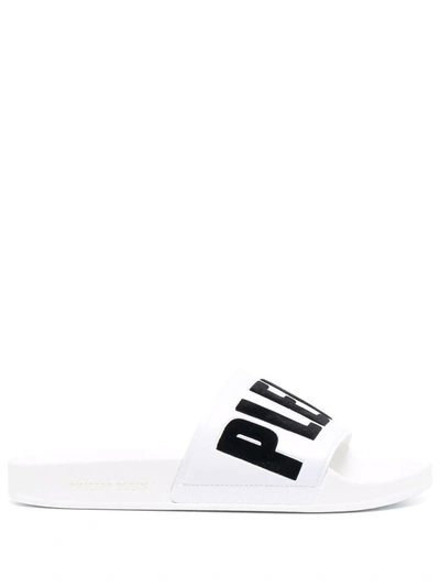 Philipp Plein Logo-print Slides In Weiss