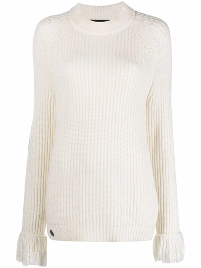 Philipp Plein Love Plein Ribbed-knit Jumper In Nude