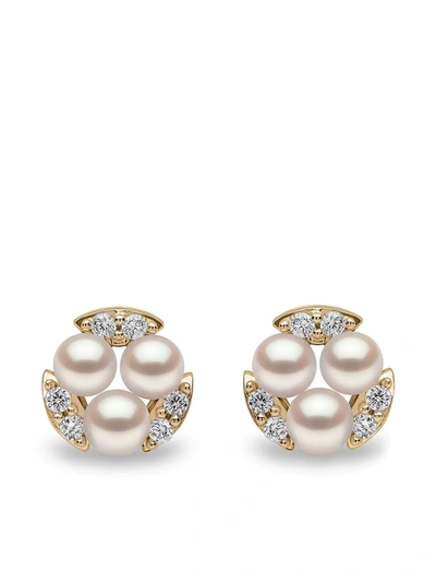 Yoko London Womens Yellow Gold Sleek 18ct Yellow-gold, 0.192ct Brilliant-cut Diamond And Akoya Pearl Earrings