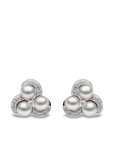 Yoko London Women's Sleek 18k White Gold, 3.5-4mm Cultured Akoya Pearl, & Diamond Stud Earrings