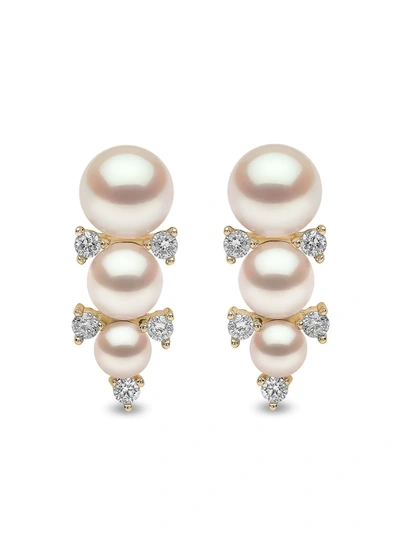 Yoko London Women's Sleek 18k Yellow Gold, Diamond & 3-5.5mm Cultured Akoya Pearl Drop Earrings In White