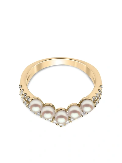 Yoko London 18kt Yellow Gold Sleek Akoya Pearl And Diamond Ring