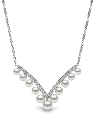 Yoko London Women's Sleek 18k White Gold, 3-5mm Cultured Akoya Pearl & Diamond Pendant Necklace