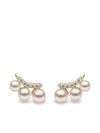 Yoko London Womens Yellow Gold Sleek 18ct Yellow-gold Akoya Pearl And 0.118ct Diamond Stud Earrings In Gold