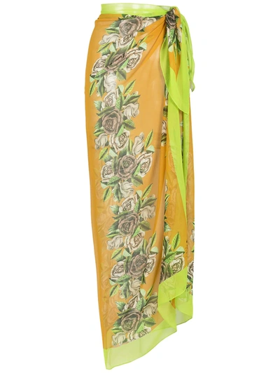 Amir Slama Printed Beach Skirt In Orange