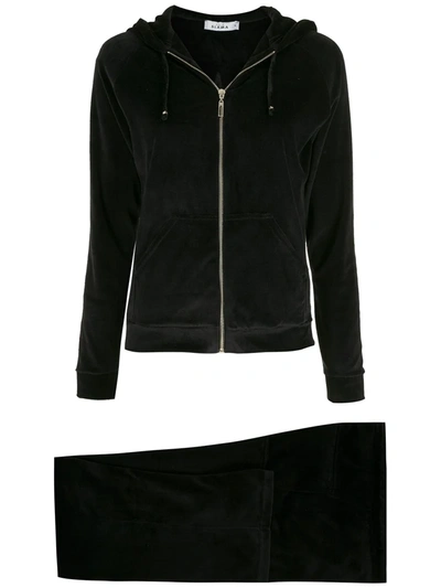 Amir Slama Velour Zip-up Tracksuit In Schwarz