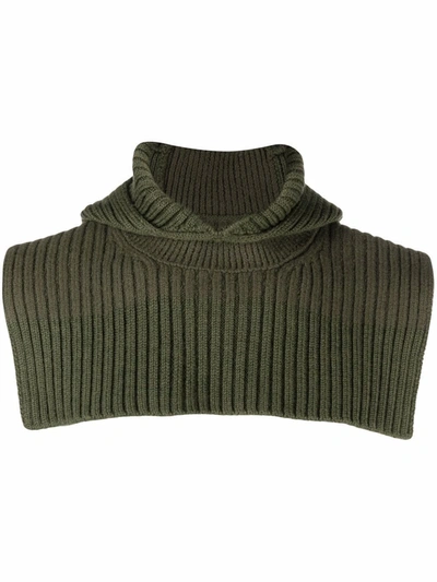 Jil Sander Hooded Wool Knitted Layer In Grün