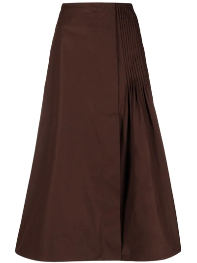 Jil Sander A-line High-waisted Midi Skirt In Braun