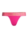 Versace Greca-border Stretch Cotton Thong In Pink