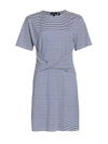 THEORY FRONT TWIST STRIPE LINEN-COTTON T-SHIRT DRESS,400013961629