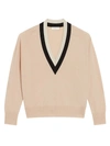 SANDRO VINCE TWO-TONE TRIM KNIT SWEATER,400007435397