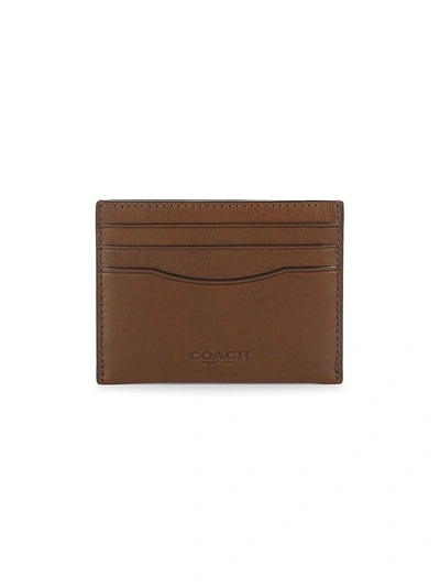 Coach Men's Slim Leather Card Case In Saddle