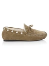 ISABEL MARANT FAOMEE SHEARLING-LINED STUDDED SUEDE MOCCASINS,400013947125