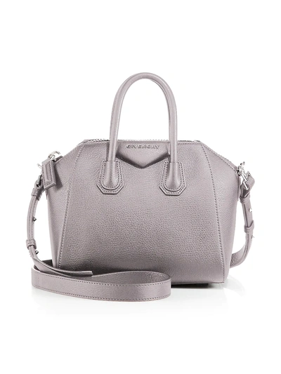 Givenchy Mini Antigona Leather Satchel In Medium Grey