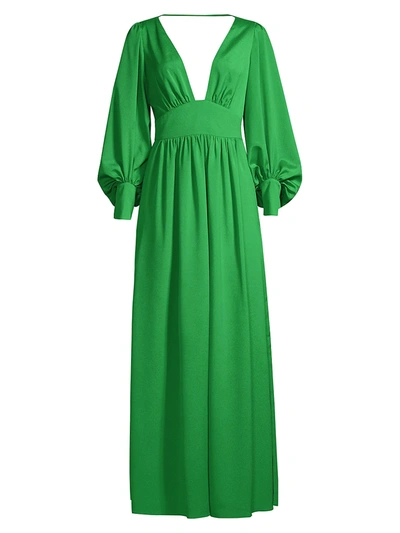 One33 Social V-neck Stretch Crepe De Chine Maxi Dress In Apple Green