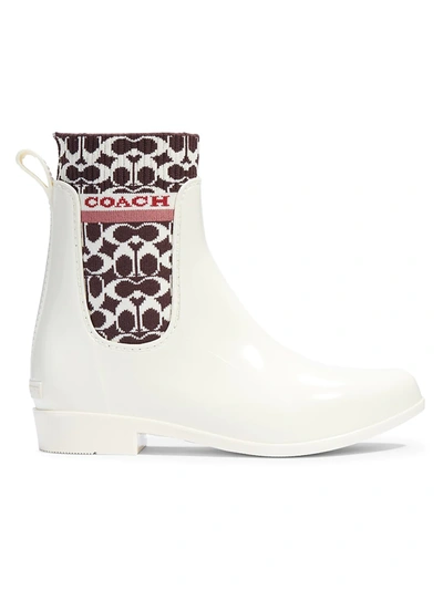 Coach Rivington Rain Boots In Chalk