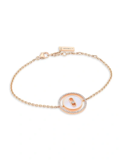 Messika Women's Lucky Move Pm 18k Rose Gold, Diamond & Mother-of-pearl Bracelet In Pink Gold