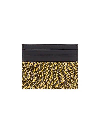 Fendi Logo Leather Card Case In Mimosa