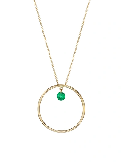 Persée Precious Stones 18k Yellow Gold & Emerald Mini Circle Necklace