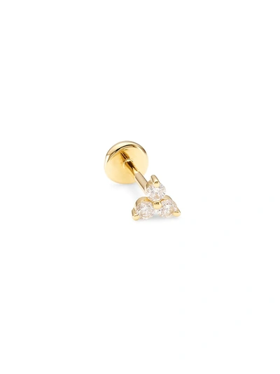 Persée Women's Piercing Triangle Paving 18k Yellow Gold & Diamond Single Earring