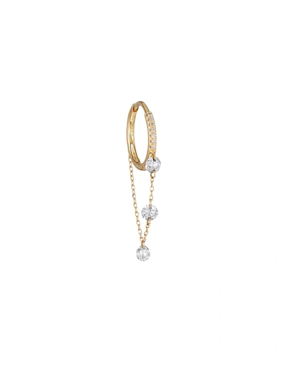 Persée Women's Piercing Circle Paving Chain Diamond & 18k Yellow Gold Single Earring