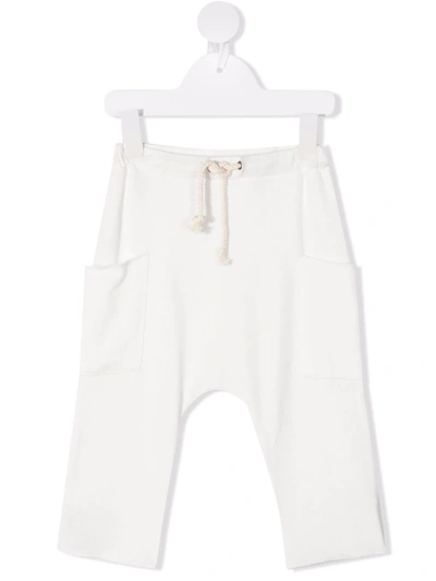 Zhoe & Tobiah Babies' Drawstring Cotton Trousers In 白色