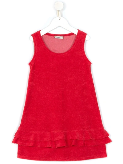 Amir Slama Kids' Ruffled Sleeveless Dress In 红色