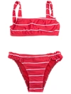 Amir Slama Striped Bikini Set In 红色