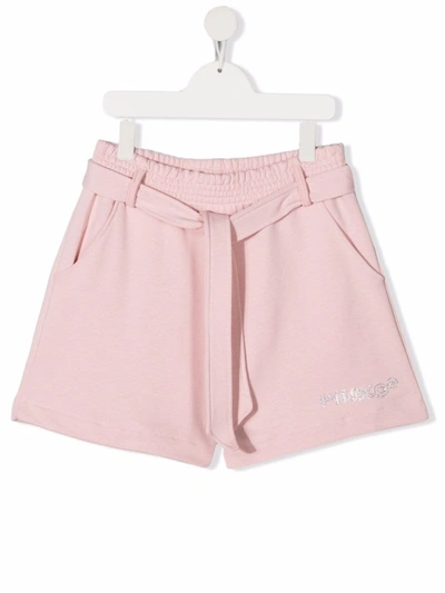 Pinko Teen Logo-embellished Track Shorts In Rosa