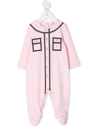 Chiara Ferragni Babies' Piped-trim Cotton Pyjamas In Pink & Purple