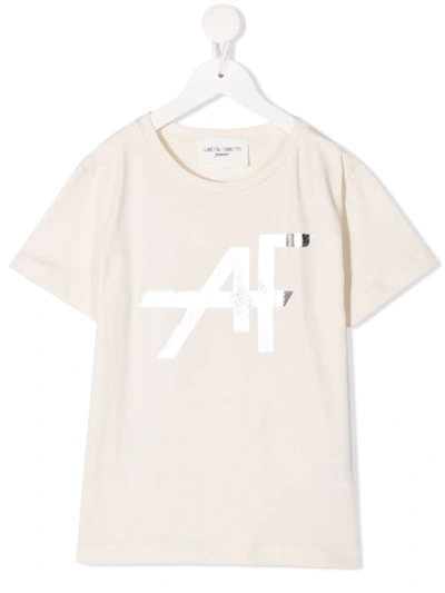 Alberta Ferretti Logo-print Cotton T-shirt In 中性色