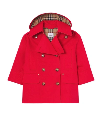 Burberry Kids Cotton Twill Trench Coat (3-14 Years) In Red
