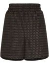 Fendi Interlacing Ff Logo Track Shorts In Braun