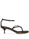 Bottega Veneta Bubble Studs Kitten Heel Sandals In Brown