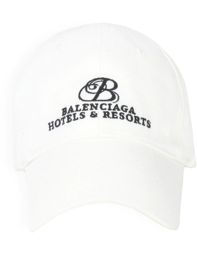 Balenciaga Logo-embroidered Cotton-twill Baseball Cap In White