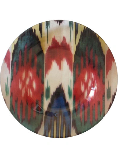 Les-ottomans Ikat Glass Plate (27cm) In Multicolor