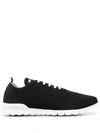 Kiton Textured Fabric Sneakers With Contrast Rubber Sole In Black