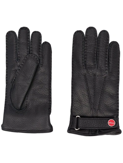 Kiton Black Five-finger Leather Gloves In Schwarz